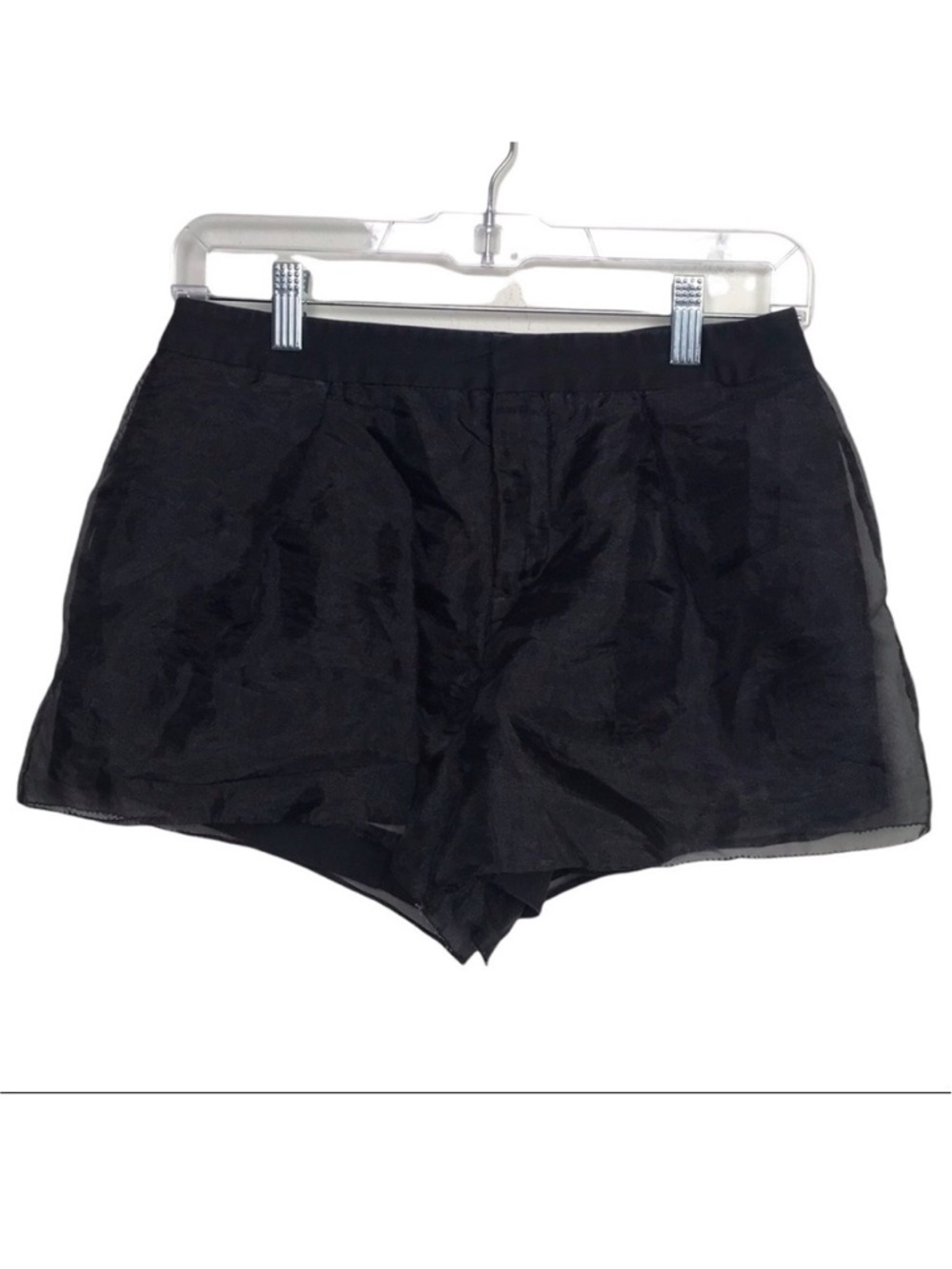 Lily Black Chiffon Mid Rise Shorts